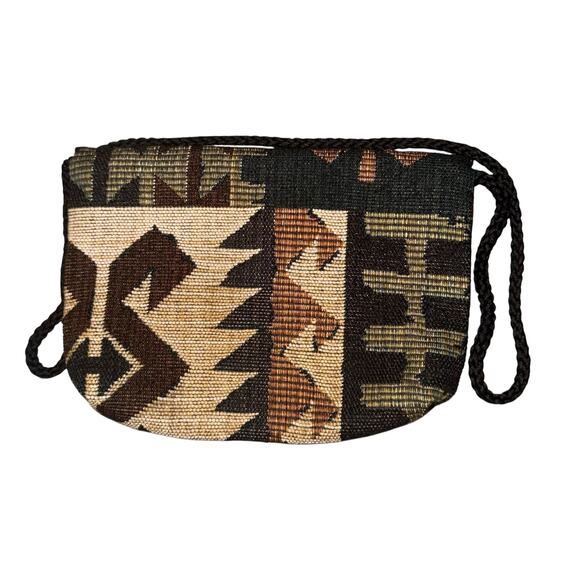 Kokopelli Tapestry Crossbody Purse Bag Southwestern Geometric Western Aztec - Picture 7 of 8